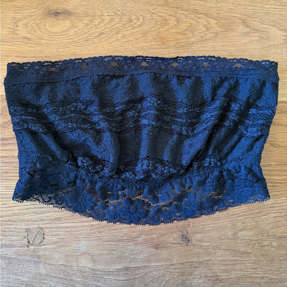 Free people black lace tube top bandeau bra size m